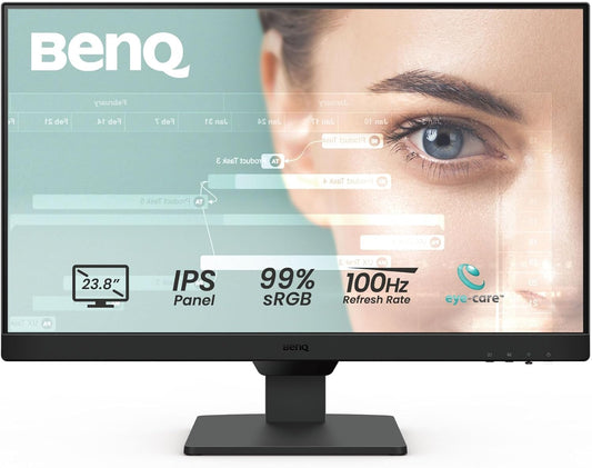 BenQ GW2490 24" Computer Monitor 100Hz FHD 1920x1080p IPS Eye-Care Tech VESA Mount Thin Bezel Low Blue Light Adaptive Brightness Wall Mount Built-in Speakers DisplayPort HDMI Port2
