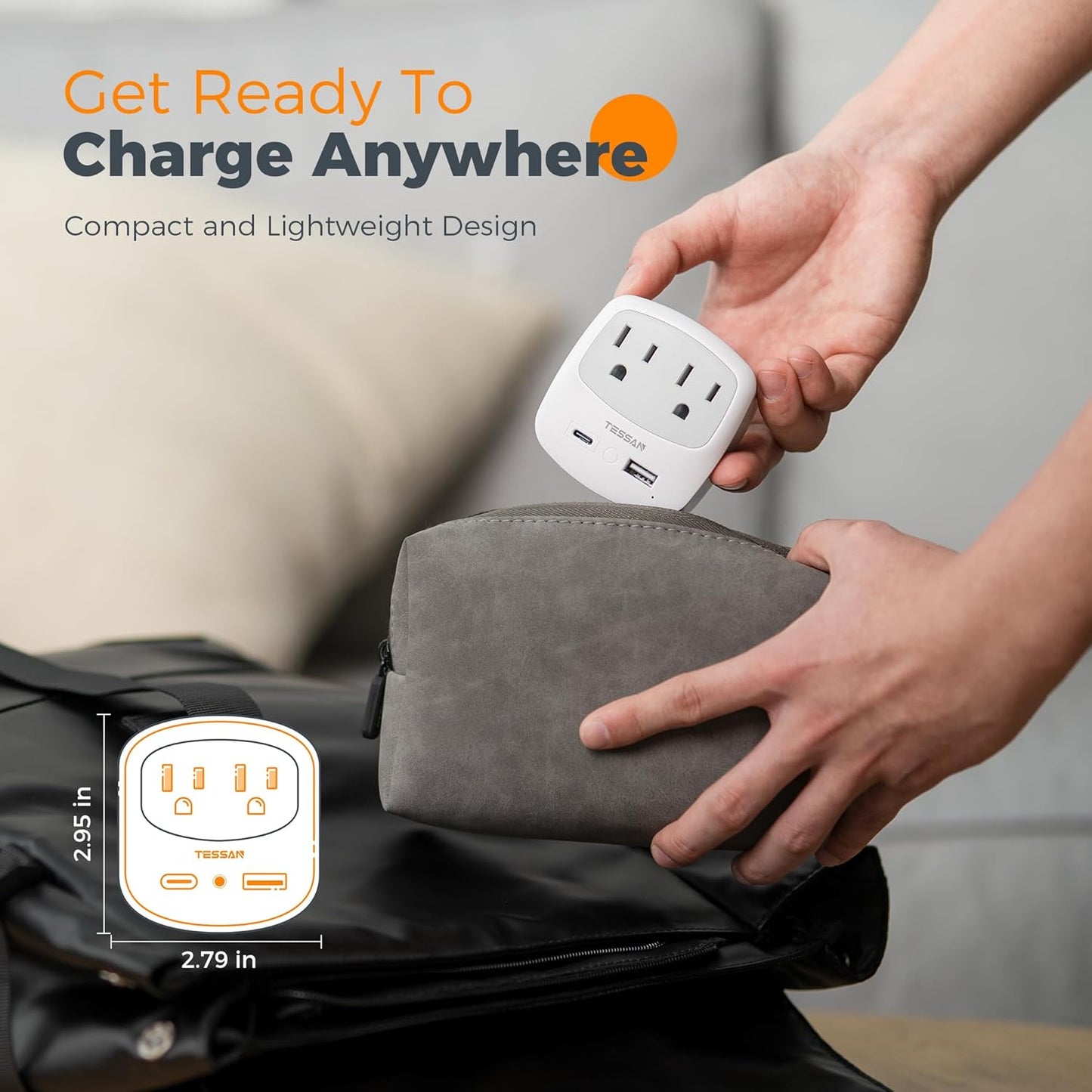 European Travel Plug Adapter, TESSAN Type C Adaptor with 2 Electrical Outlets 2 USB Ports (1 USB C), EU Power Adapter for US to Europe International Iceland Spain Italy France Germany Greece