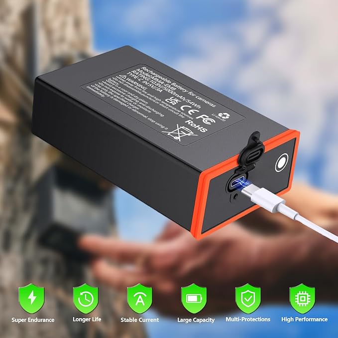 Power Mag Rechargeable Lithium Battery Pack - 2 Pack Upgrade 5000mAh Trail Camera Replacement Battery Pack, Compatible with Moultrie Edge, Edge PRO, Edge 2, Edge 2 PRO etc, Replace AA Batteries