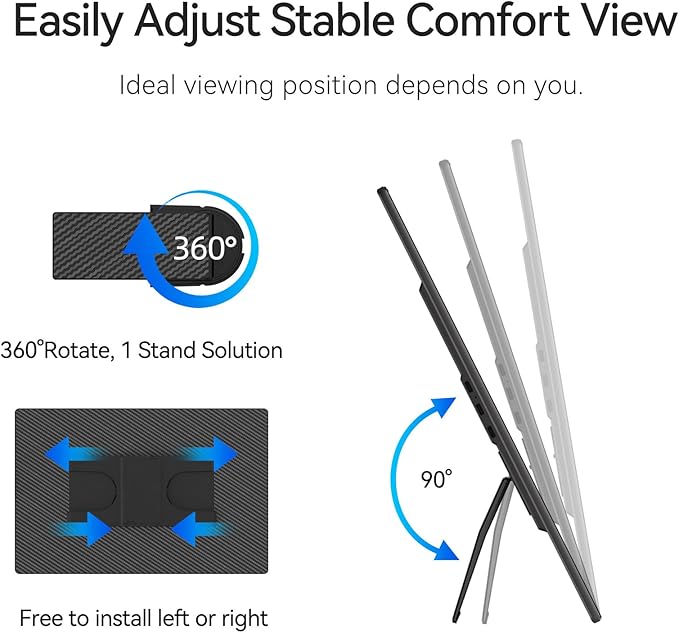 16" Portable Monitor for Laptop - 1200P FHD Laptop Screen Extender HDMI USB C HDR Travel Dual External Display with Stand Gaming Monitor for Windows MAC Computer Switch Phone Xbox PS4/5