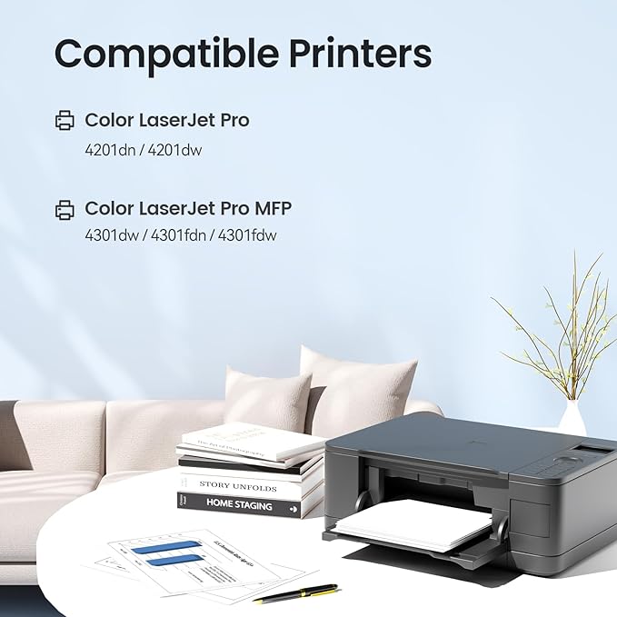 XJI 210X Compatible Toner Cartridges Set 4 Pack Replacement for HP 210 X A 210A, for Color Laser Jet Pro 4201dn 4201dw MFP 4301fdn 4301fdw Printer Ink (with Chip)
