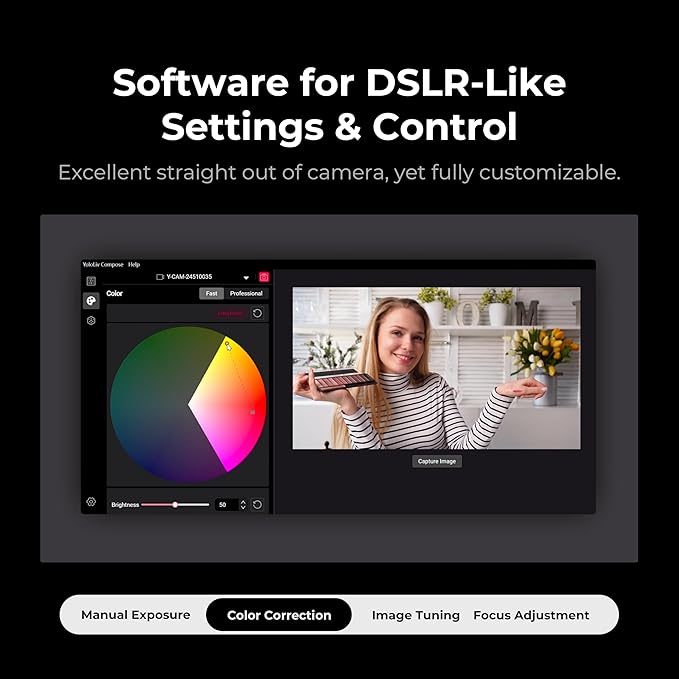 YOLOLIV YoloCam S3, 4K Streaming Webcam,1/1.3" Sensor, PDAF Autofocus, Uncompressed 4K, 4X Zoom, for Creators, Streamers, Podcasters, Meetings, Video Calls(for Mac/PC)