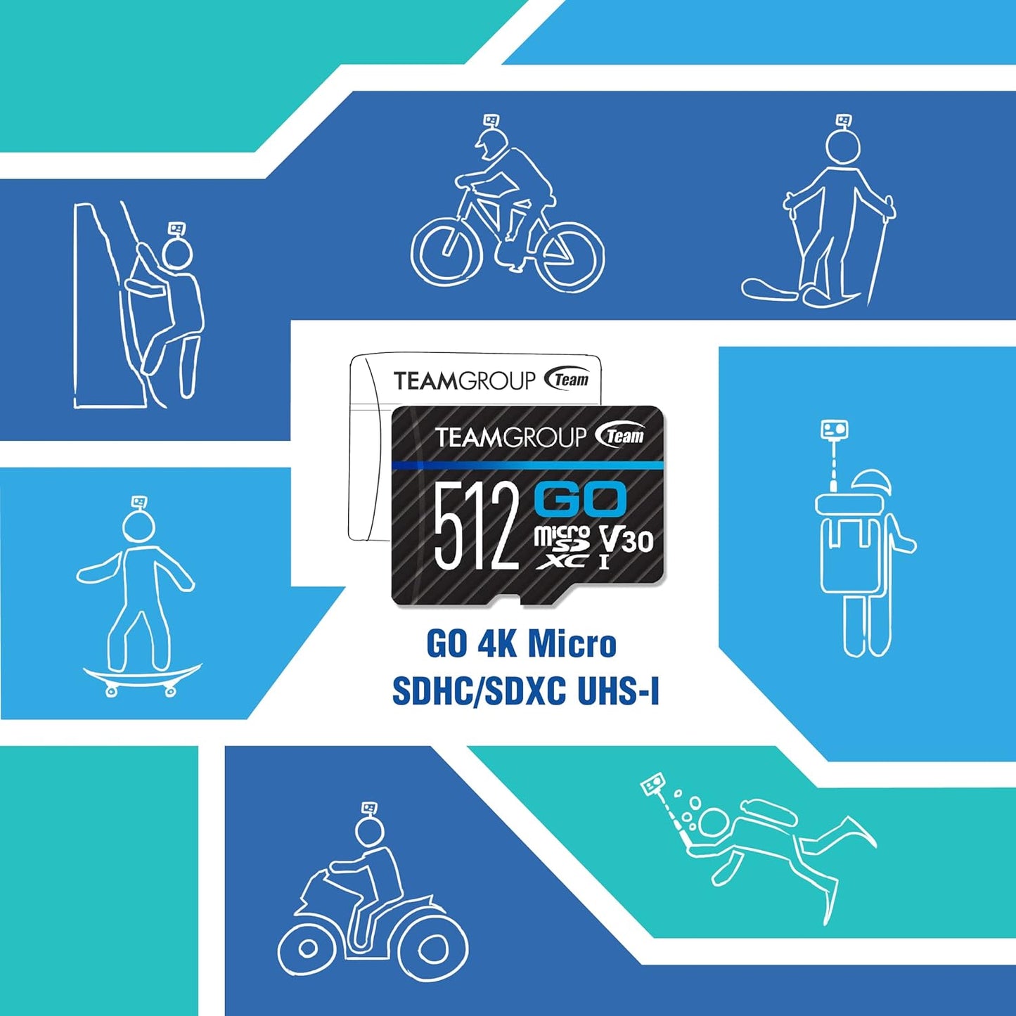 TEAMGROUP GO Card 128GB x 5 Pack Micro SDXC UHS-I U3 V30 4K for GoPro & Drone & Action Cameras High Speed Flash Memory Card for Outdoor Sports, 4K Shooting, Nintendo-Switch TGUSDX128GU368