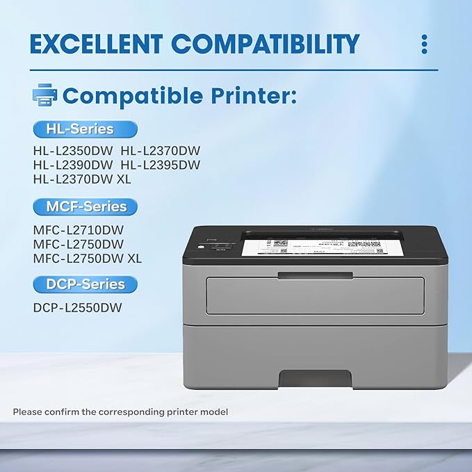 TN760 High Yield Black Toner Cartridge Replacement for Brother TN-760 MFC-L2710DW MFC-L2750DW HL-L2350DW HL-L2370DW HL-L2395DW HL-L2390DW DCP-L2550DW Toner Printer (1 Pack)