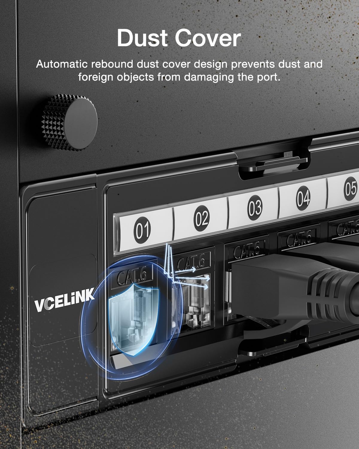 VCELINK RJ45 Cat 6 Keystone Jacks 25-Pack, Dust-Proof Keystone Jacks, 90-Degree Punch Down Ethernet Modular Jacks, UTP Keystone Jack Adapter, Black
