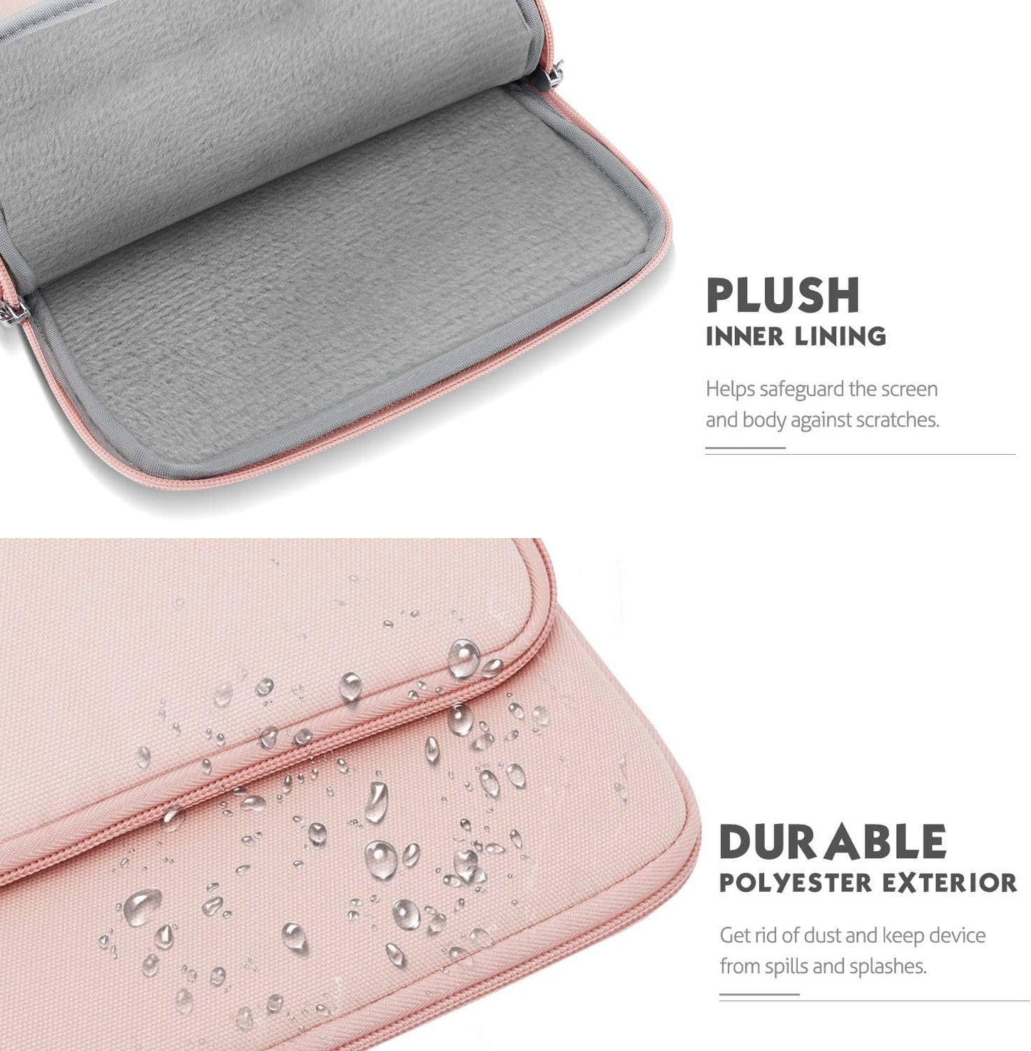 MoKo 12.9 Inch Tablet Sleeve Bag Carrying Case with Pockets Fits 13 Inch New iPad Pro M4 & Air M2 2024, iPad Pro 12.9 M2&M1, Surface Laptop Go 12.4", Galaxy Tab S8+/S9+ 12.4", Pink
