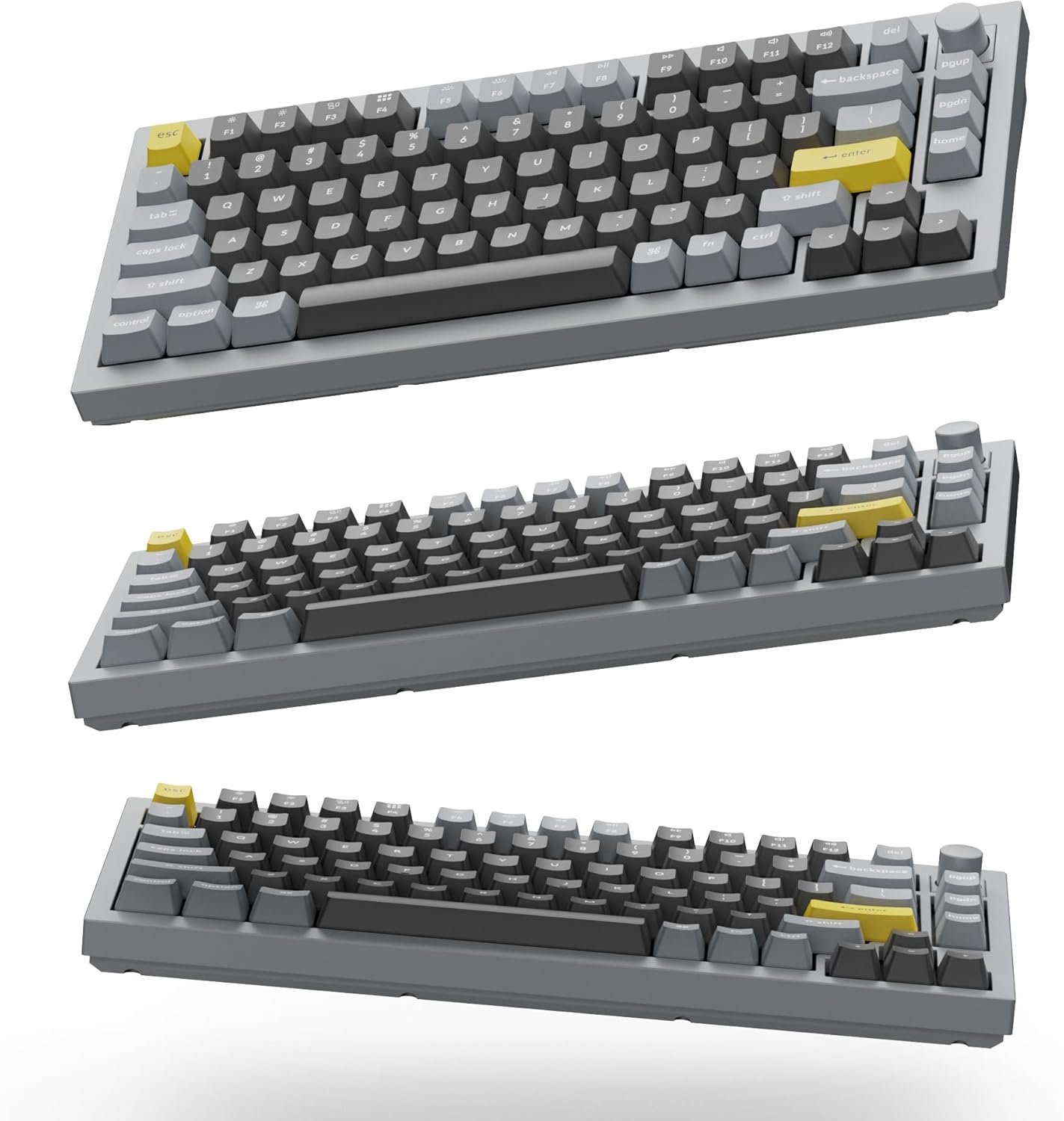 Keychron Q1 RGB Wired Custom Mechanical Keyboard Knob Version, 75% Layout QMK/VIA Programmable with Hot-swappable Gateron G Pro Blue Switch Double Gasket Compatible with Mac Windows Linux (Grey)