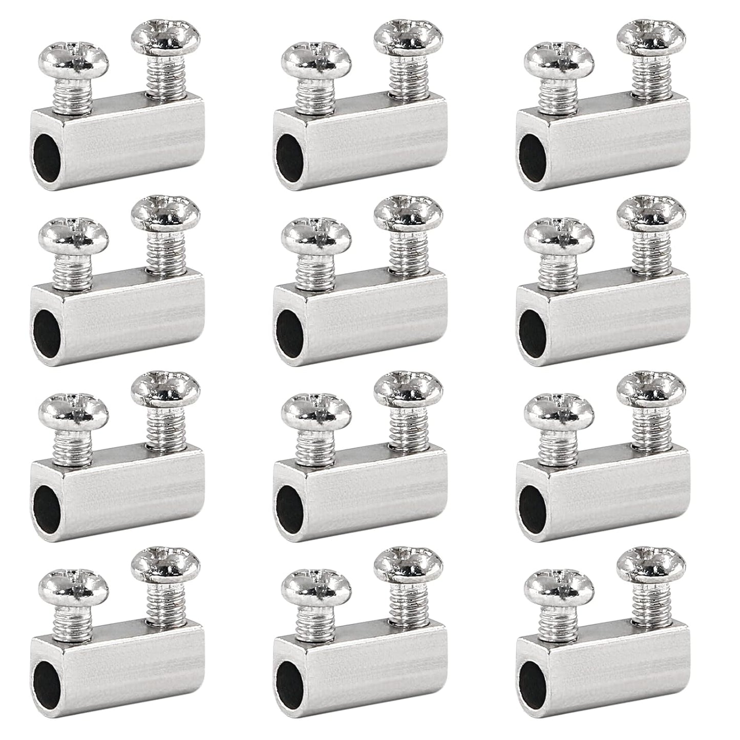 Biaungdo 12 Pcs Stainless Steel Wire Rope Cable Clamp, Adjustable New Upgrade Double Hole Wire Rope Clamp Fastener