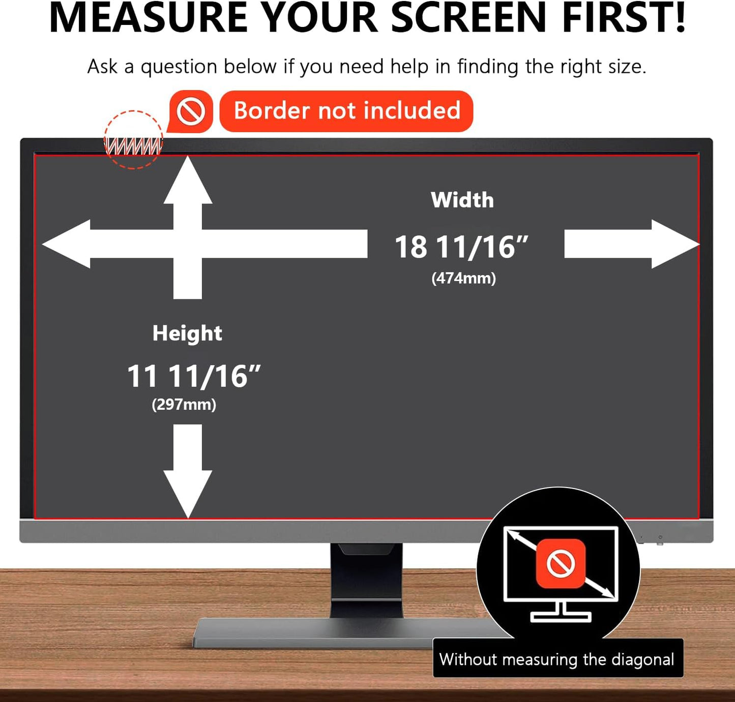 【2-Pack】 22 Inch Computer Privacy Screen for 16:9 Monitors with Anti-Spy Anti-Glare Filter, Blue Light Blocking & Eye Protection, Removable Anti-Scratch HD Clarity Screen Protector