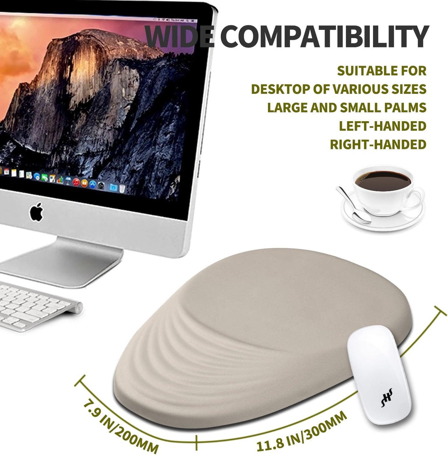 Hokafenle Ergonomic Mouse Pad Wrist Support, Terraced Slope Carpal Tunnel Wrist Pad for Mouse with Unibody Memory Foam, Wrist Rest Pain Relief Mousepad (Apricot, 11.8x7.9 in)