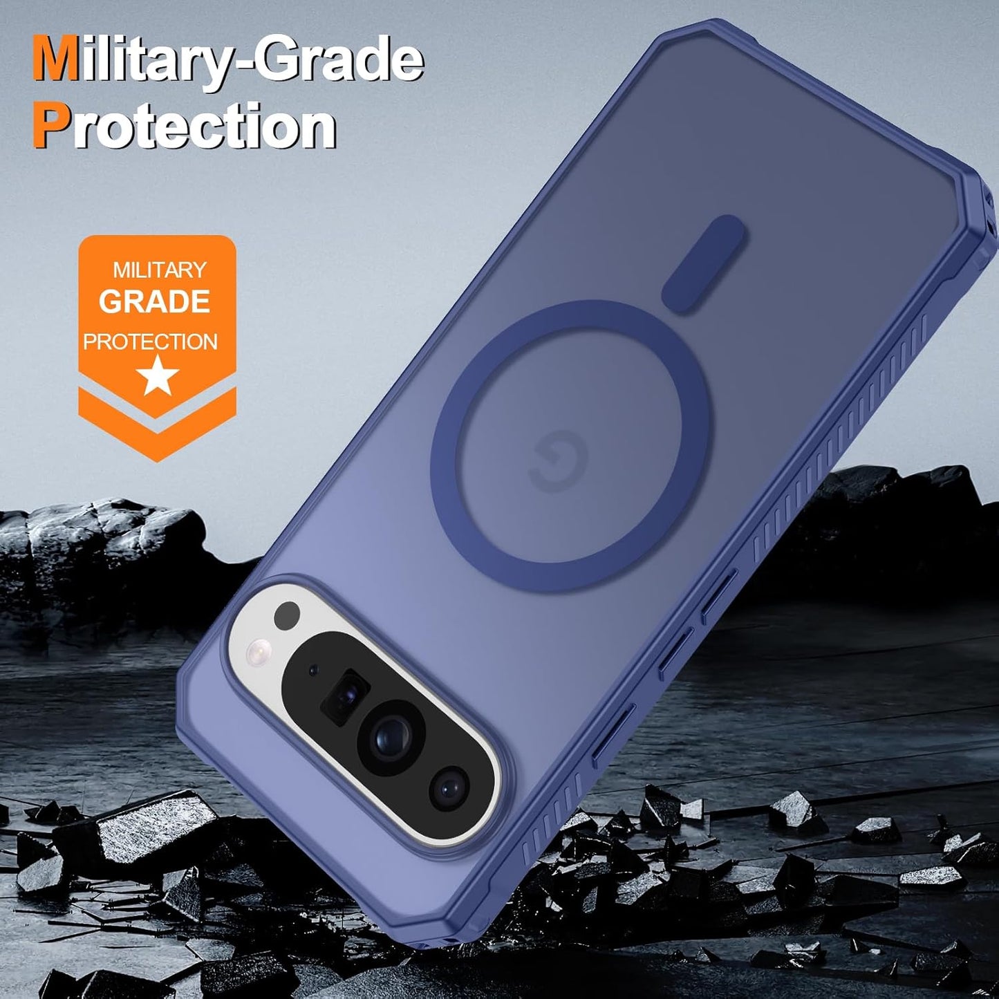 Magnetic for Google Pixel 9 Pro XL Case, [Military Grade Drop Protection] [Compatible with MagSafe] Shockproof Slim Translucent Matte Anti-Slip for Women Girls Men Case, Matte Blue