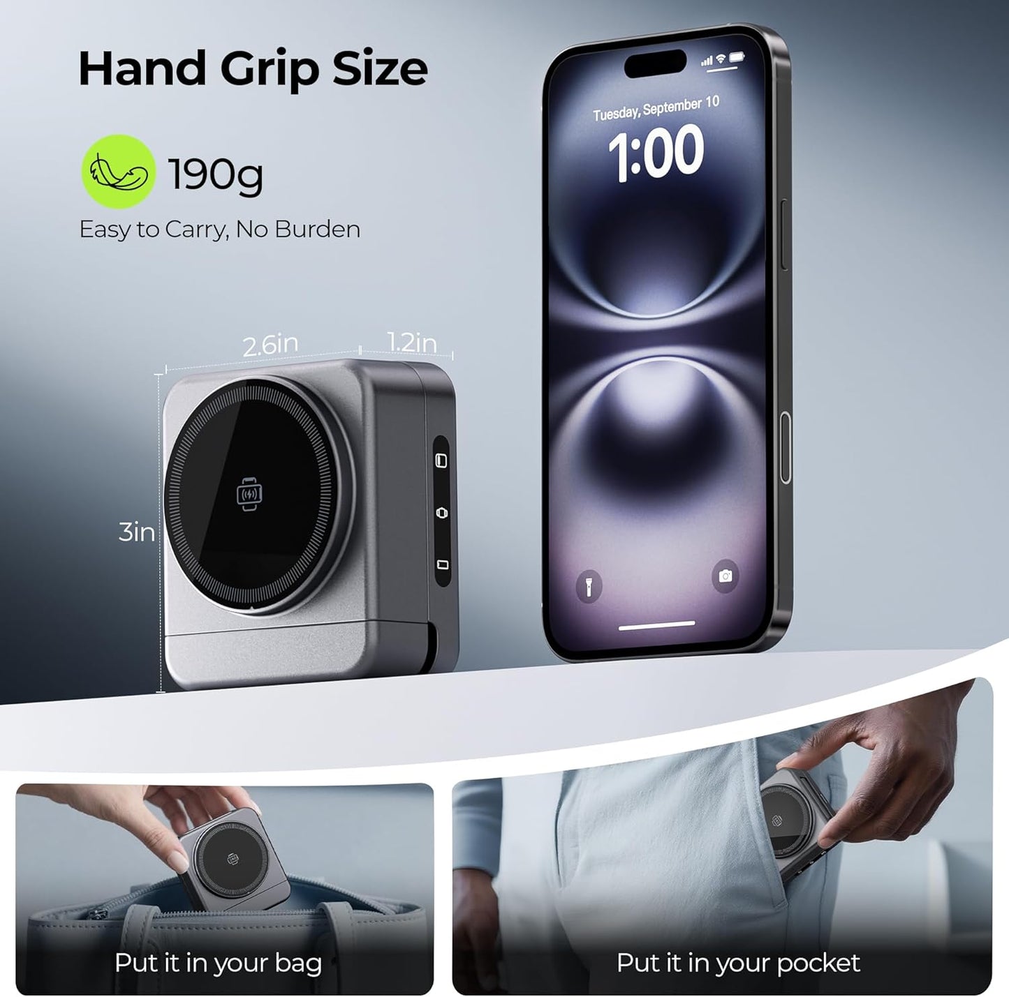 【2025 Upgraded】 Wireless Charger 3 in 1, Foldable Wireless Charging Station, Travel Magnetic Charger Stand, Nightstand 15W Charging Station for iPhone 16 Samsung S25 Samsung Watch TWS Earphone
