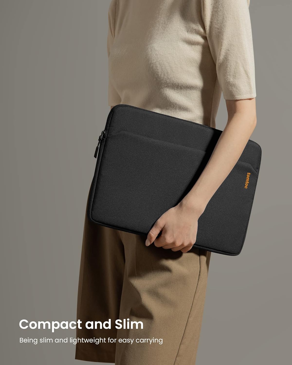 tomtoc Slim Laptop Sleeve Case for 13-inch New MacBook Air M4/A3420 M3/A3113 M2/A2681, M1/A2337 2025-2018, MacBook Pro M2/M1, Water-Resistant Protective Carrying Case with Accessories Pocket