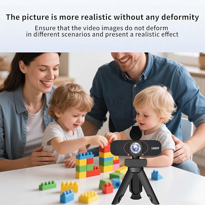 1080P Webcam for Computer, Wide Angle USB C, Plug and Play, Privacy Cover, Web Cam with Tripod, External Camera for Laptop/Desktop/Mac/PC