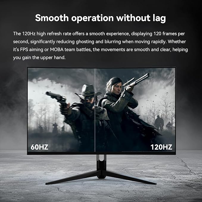 27" Full HD (1920 x 1080) Gaming Office Monitor Fast-IPS Panel FreeSync Compatible 120Hz Refresh sRGB 100% 16.70 Million Colors VESA 100 * 100mm Compatible HDMI & VGA Ports（R27 Velo）