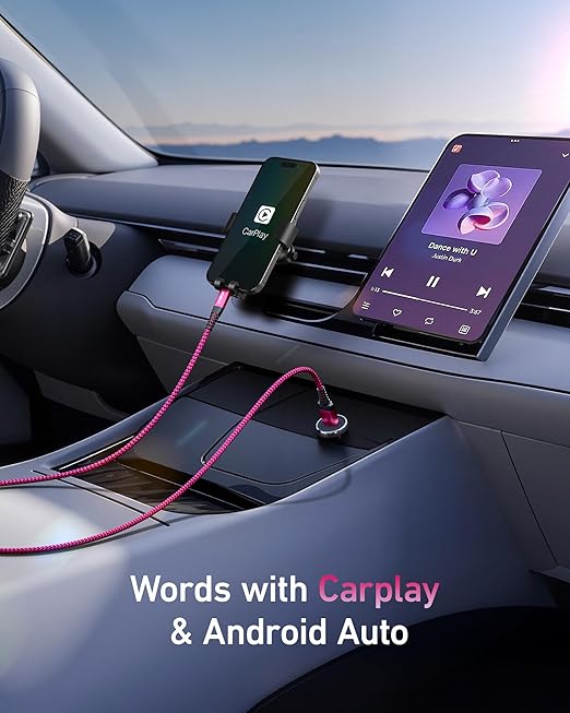 USB C Cable 60W Fast Charging [2 Pack 3FT], USB A to USB C Cable for CarPlay, USB to Type C iPhone Charger Durable Braided USBC Cord for iPhone 17/16/15/Pro Max, Samsung Galaxy S23 and More-Rose Red