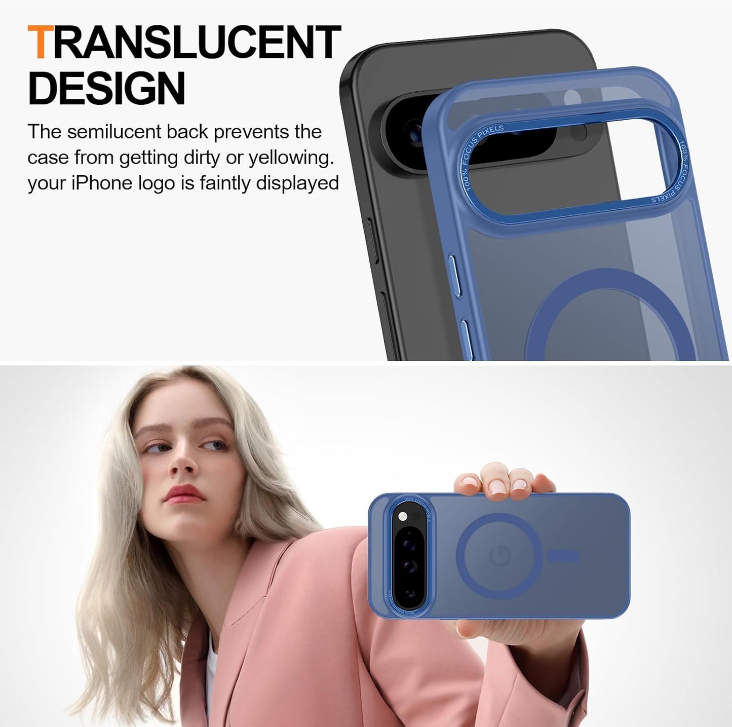 Magnetic for Google Pixel 9 Pro XL Case, [Military Grade Drop Protection] [Compatible with MagSafe] Shockproof Slim Translucent Matte Anti-Slip for Women Girls Men Case, Blue