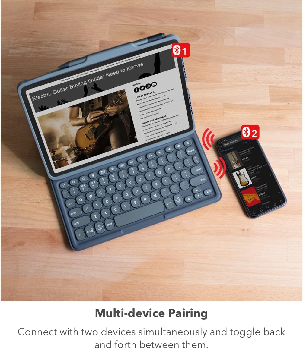 ZAGG Pro Keys Detachable Case and Wireless Keyboard for Apple iPad 11" (A16)/ 10.9 10th GEN, Multi-Device Bluetooth Pairing, Backlit Keyboard, Apple Pencil Holder, 6.6ft Drop Protection, Lightweight