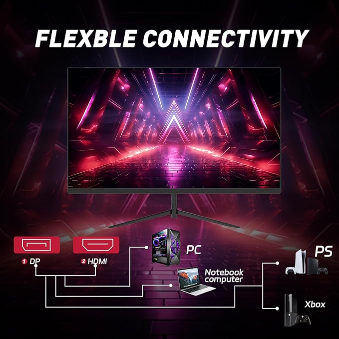 24-inch Curved Gaming Monitor, FHD 180Hz 1ms Computer Monitor, 1800R, AMD FreeSync & G-Sync Compatible, HDMI DP VESA Built-in Speakers