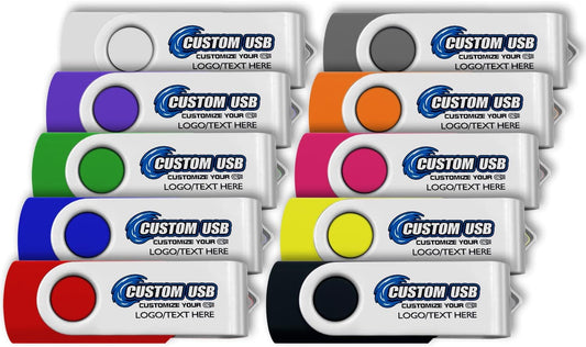 ABLAZE Custom Flash Drive 1GB 100 Pack, Personalized USB Drives Custom USB 2.0 Thumb Drives 100 Pack Memory Stick (Mixcolors)