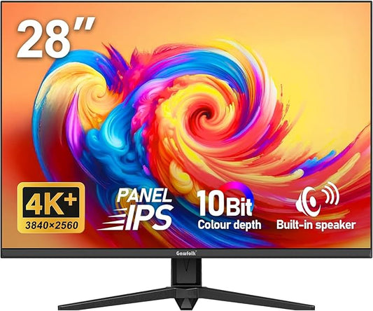 Gawfolk 28 Inch 4K Monitor IPS 60Hz, UHD (3840x2560p) PC Screen Built-in Speakers, Ultra HD Computer Dispaly for Home & Office, Support HDMI & DP, 3:2, 10Bit, 1.07 Billion Colours