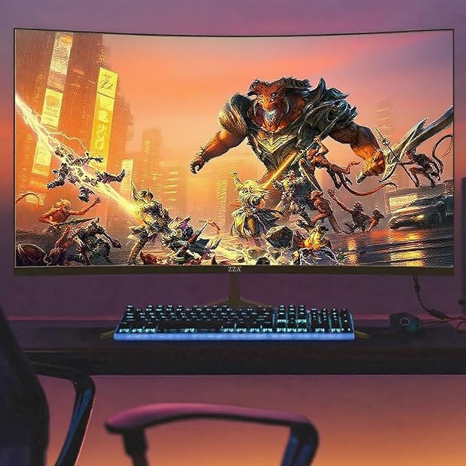 ZZA 24 Inch FHD 1080P 200Hz|144Hz Curved Gaming Monitor, 1ms MPRT, VA Panel, 2800R Curvature, AMD FreeSync, Ultra-Thin Bezel, for Esports, PS5, Xbox Series X/S, PC, VESA Mount