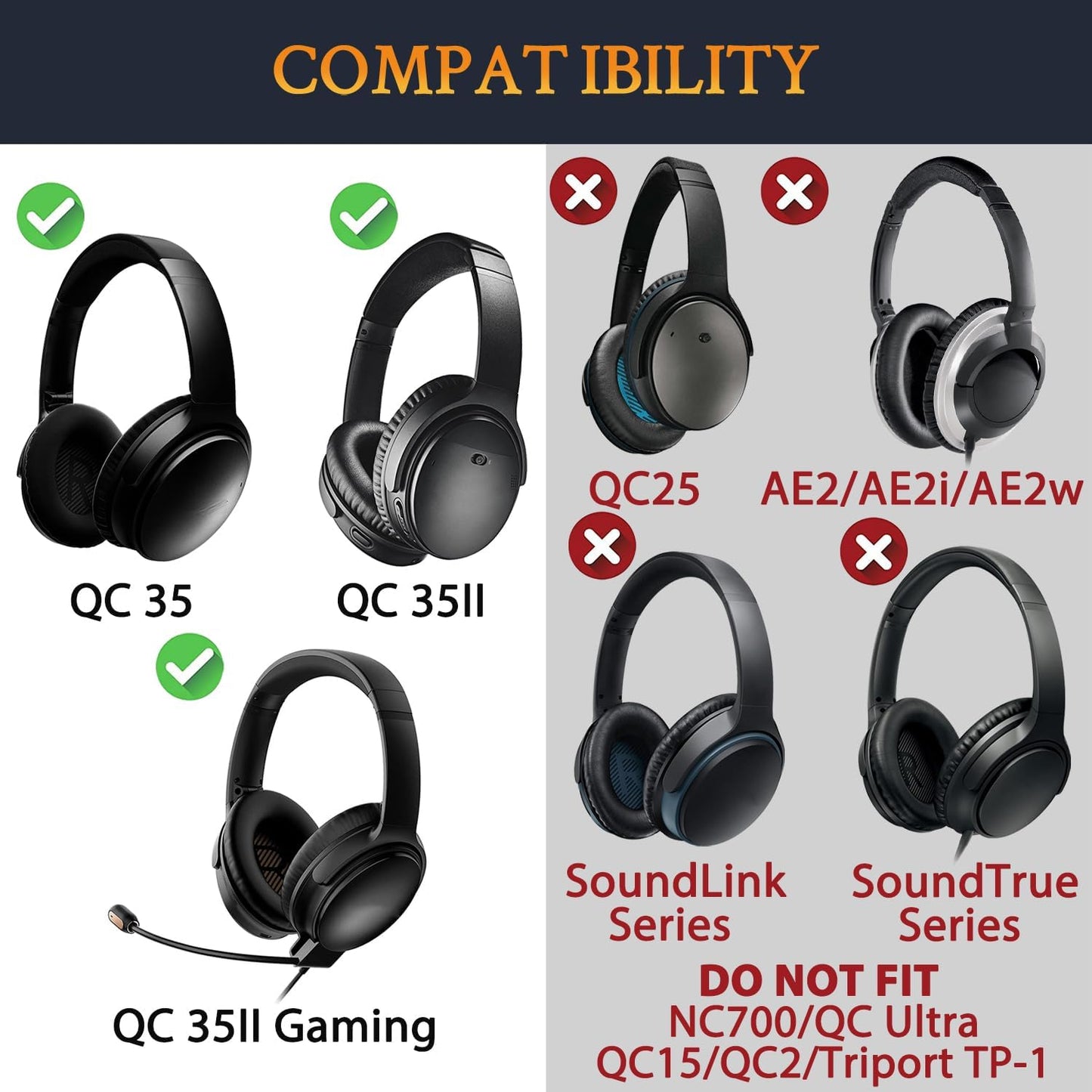 SOULWIT Ear Pads Cushions + Headband + Silicone Earpads Cover Protector, Replacement Kit for Bose QuietComfort 35 QC35, QC35 ii Over-Ear Headphones - Red Storm
