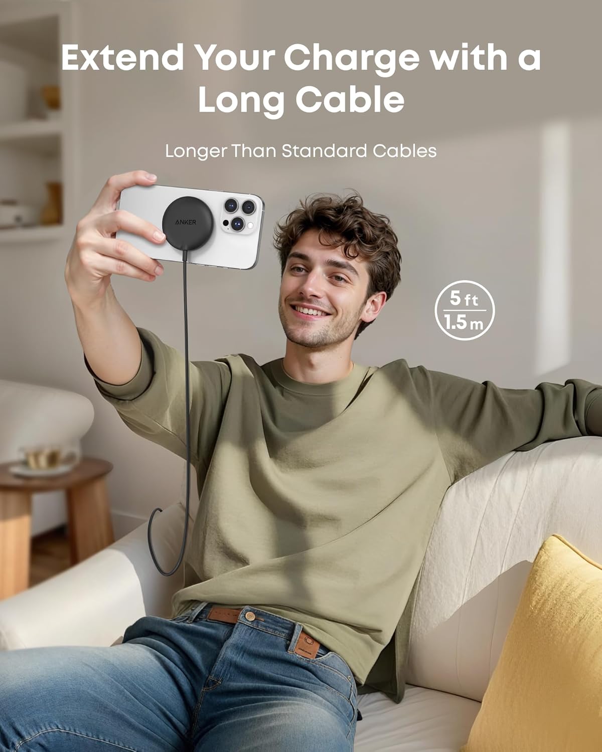 Anker Zolo Magnetic Wireless Charger, Qi2 Certified 15W MagSafe-Compatible Wireless Charging Pad, for iPhone 16/15/14/13 Series, AirPods, and More (Adapter Not Included) (Black, 1 Pack)