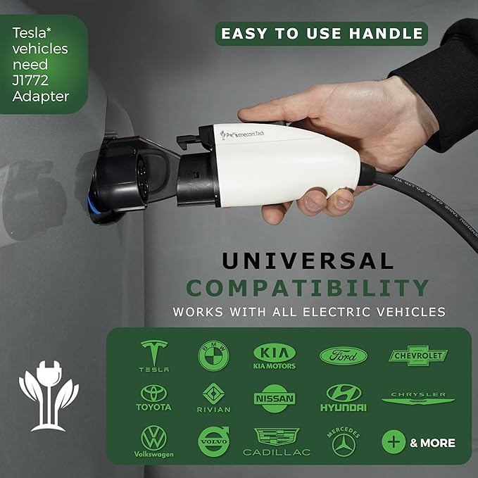 PRIMECOM Level 2 Electric Vehicle (EV) Charger (220V / 240Volt, 16Amp) Portable EVSE Smart Electric Car Charger, 30', 40', and 50 Feet Lengths (NEMA 14-50P, 40 Feet)