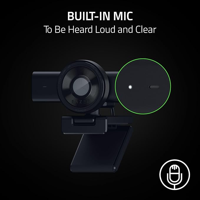 Razer Kiyo V2 X Streaming Webcam: 1440p 60 FPS - Auto Focus - Built-in Microphone - Wide Angle Lense - Integrated Privacy Shutter - Works with OBS, Xsplit, Streamlabs, Discord, Zoom, Teams - Black