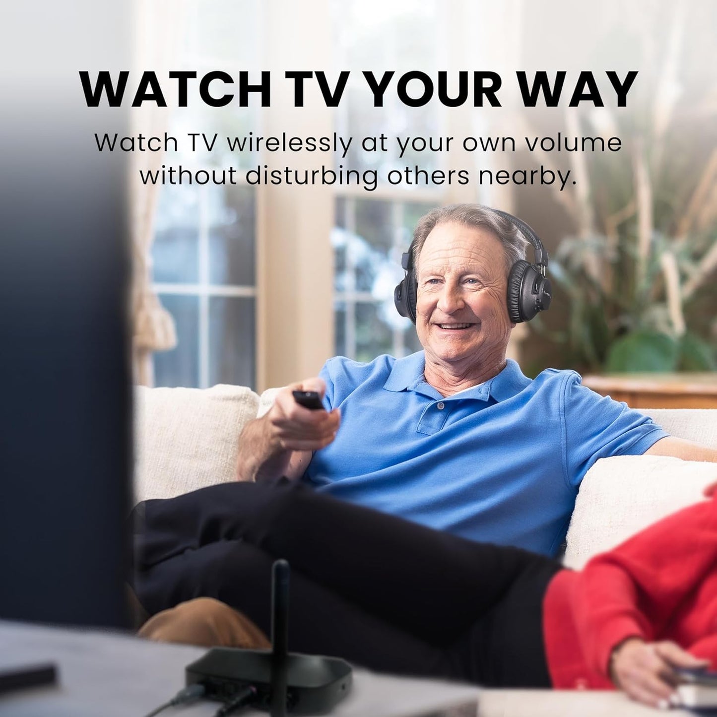 Avantree HT5009 Plus - Ultra Comfortable Wireless Headphones for TV Watching, 60h Playtime, Clear Voice & Enhanced Volume for Seniors & Hard of Hearing, Compatible with Samsung, LG & Other TVs