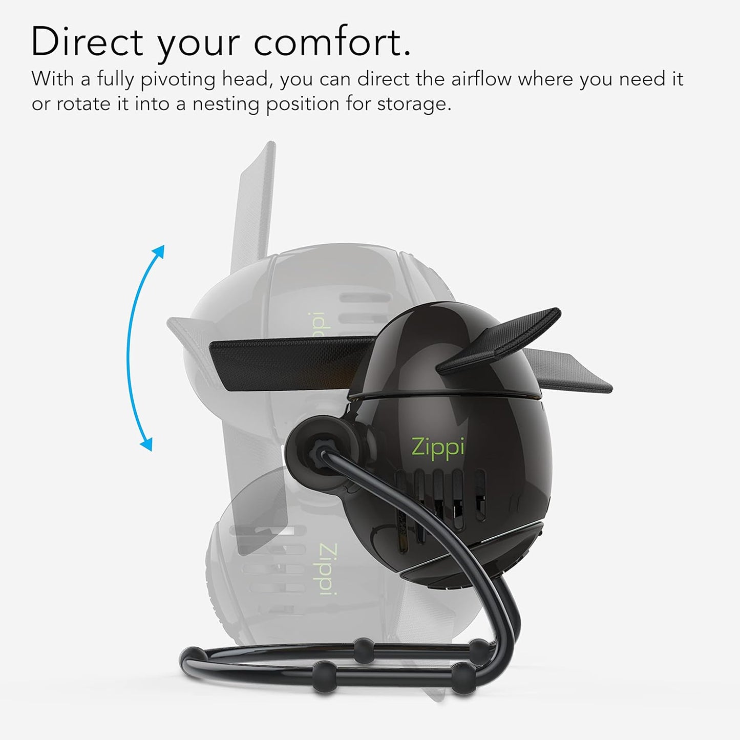 Vornado Zippi Small Personal Fan, Foldable Cooling for Desk, 2 Speed Settings, Soft Nylon Blades, Directable Airflow, Compact Design, Perfect Fan for Office and Bedroom, Multiple Color Options, Black