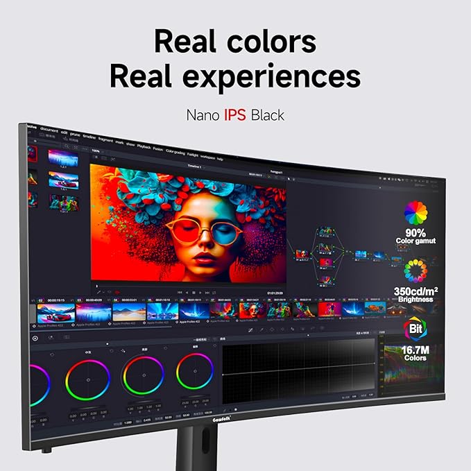 Gawfolk 40 Inch 5K Ultrawide Curved Gaming Monitor 120Hz, 5120 x 2160P IPS Computer Monitor with Built-in Speakers, 21:9, PIP/PBP, AMD FreeSync, 120% sRGB, HDMI 2.0, DP 1.4, Tilt/Height Adjustable