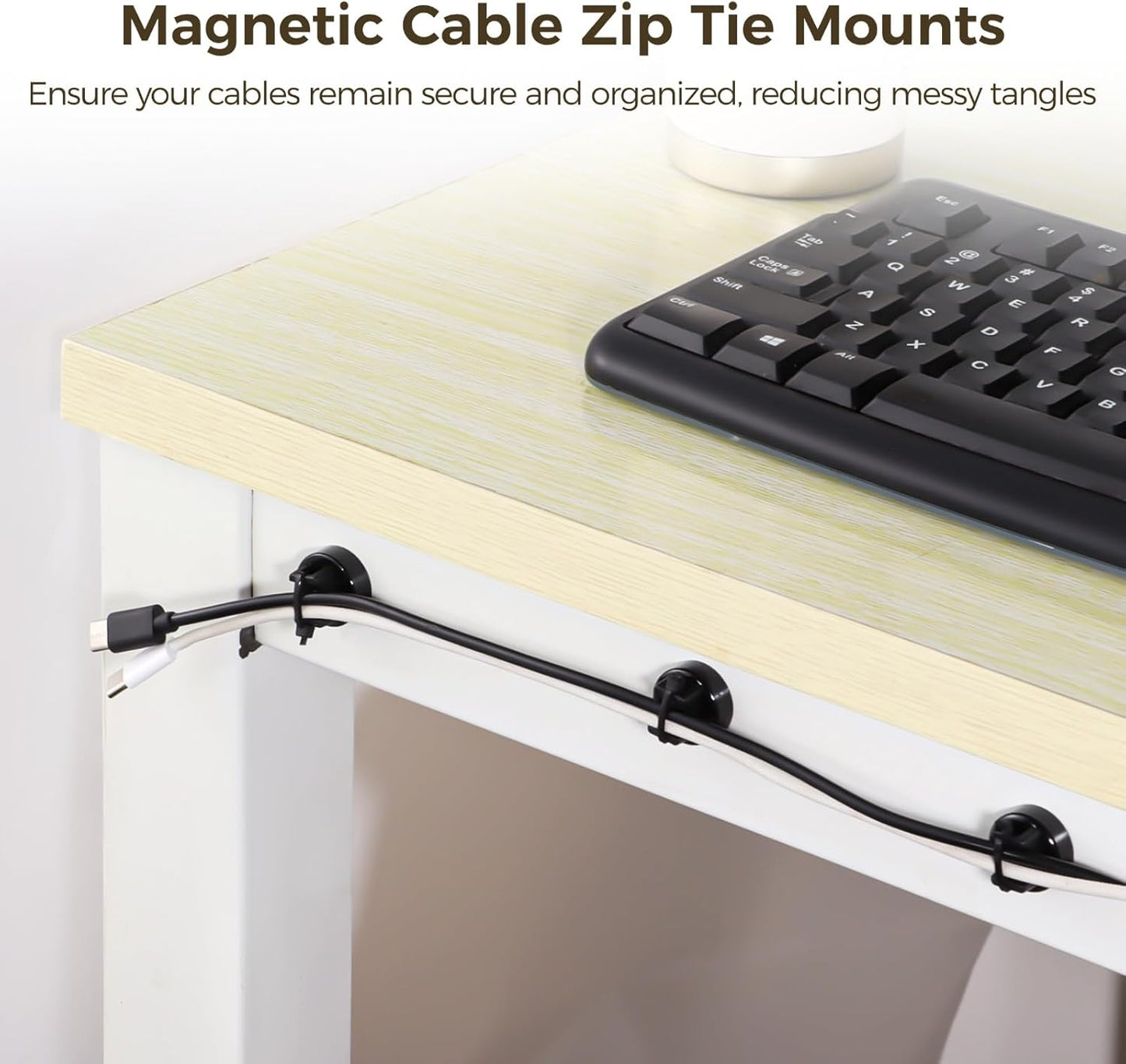 Magnetic Cable Zip Tie Mounts, 15 Pcs Magnets with 50 Pcs Cable Zip Ties, Multipurpose Magnetic Cables Holder for Cables Management, Wire Management Bases
