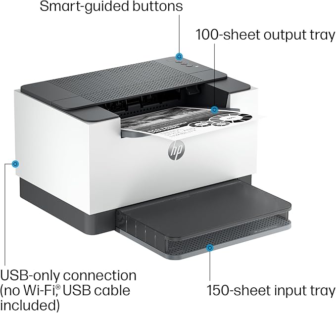 HP LaserJet M209d Laser Printer, Black and White, Automatic Duplex, USB Connection Only (Cable Included), Best for Home Office (8J9L0F)