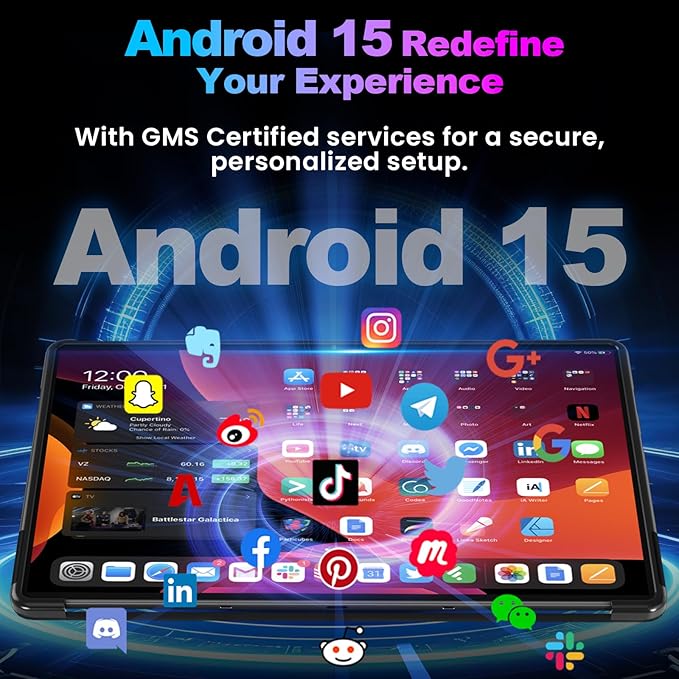 jumper 15.4 inch Tablet, Android 15 Tablet with Helio G99 Octa-Core Processor(Beat Unisoc T618), 8GB RAM 256GB ROM, Tablets with Stand & Case, 10000mAh, BT5.2, 4 Speakers, 2.4G/5G WiFi