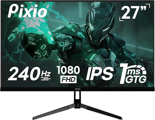 Pixio PX279 Wave 27 inch 240Hz Refresh Rate FHD 1080p Resolution Fast IPS Panel 1ms GTG Resonse Time Gaming Monitor with Adaptive Sync