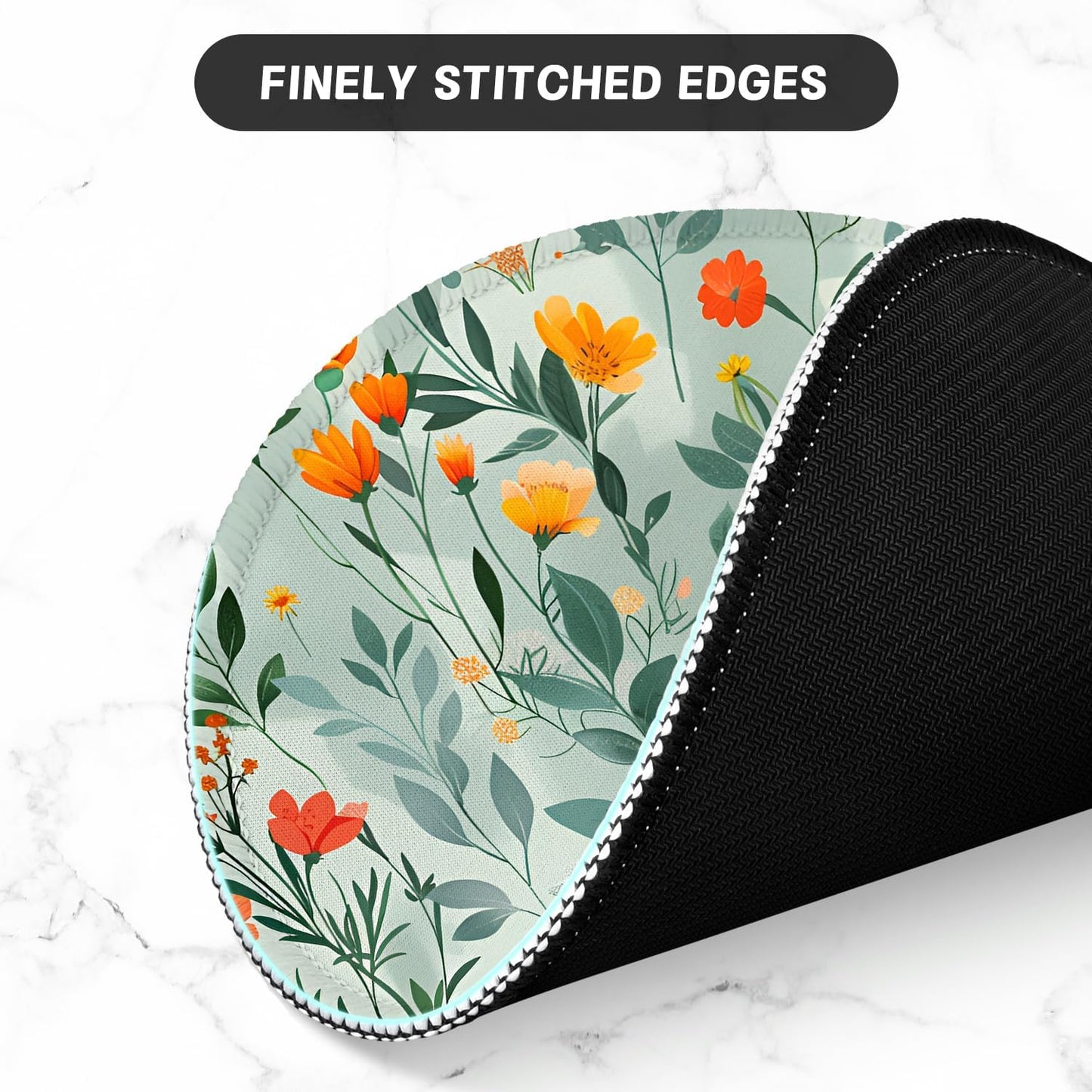 ITNRSIIET Round Mouse Pad with Stitched Edge Premium-Textured Waterproof Non-Slip Rubber Base Desktop Protection Mat Diameter 8.7 inches, Beautiful Flowers