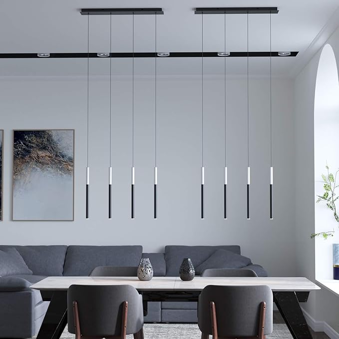 ALTAIR 4 Mini Pendant Lighting White-Black - LED Hanging Light Fixture for Kitchen Island, Bar, Foyer - Cluster Pendants - Dimmable, Adjustable Wire, Lamp Bulb Included