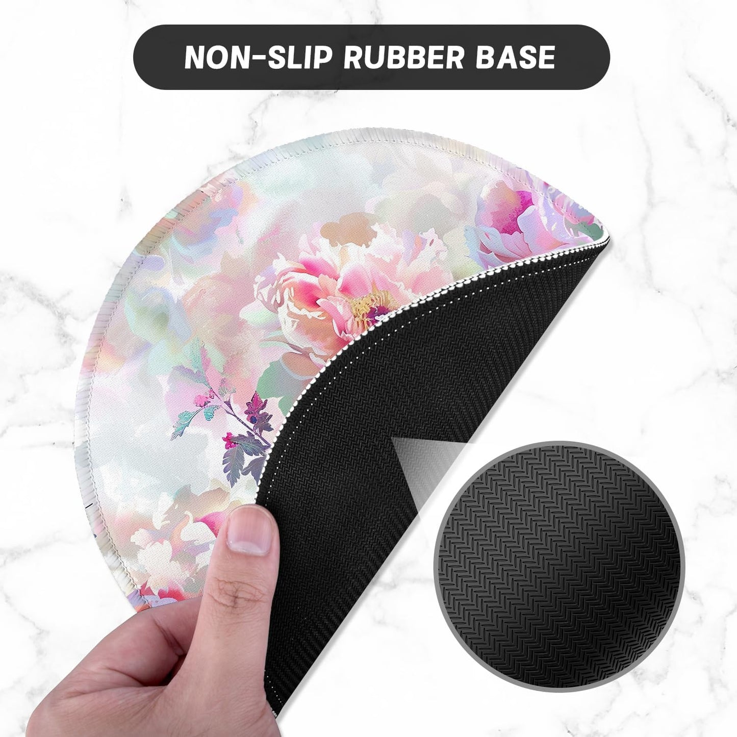 ITNRSIIET Round Mouse Pad with Stitched Edge Premium-Textured Waterproof Non-Slip Rubber Base Desktop Protection Mat Diameter 8.7 inches, Beautiful Flowers