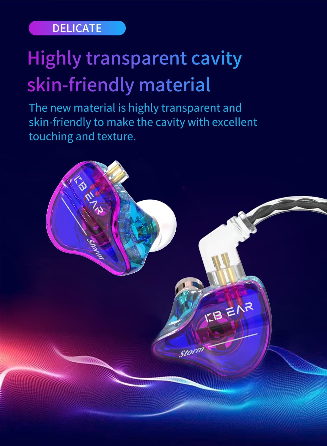 YINYOO KBEAR Storm Professional in Ear Headphones Monitor Earphones for Singers Drummers Musicians Bassists, Custom Wired Earbuds IEM, Hi Res Detachable OFC Silver-Plated Cable Auriculares