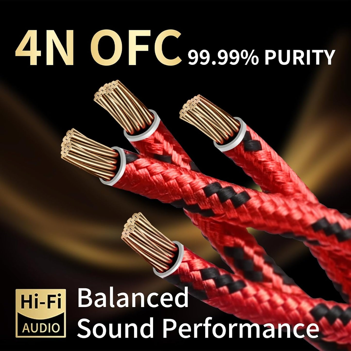 9 AWG Audiophile HiFi Speaker Audio Cable–4N OFC Core,24K Gold-Plated Banana Plugs with Nylon Braid,Compatible with Amplifier,Speakers,AV Receiver & Home Theater(9.84ft/3m) 2-Pack