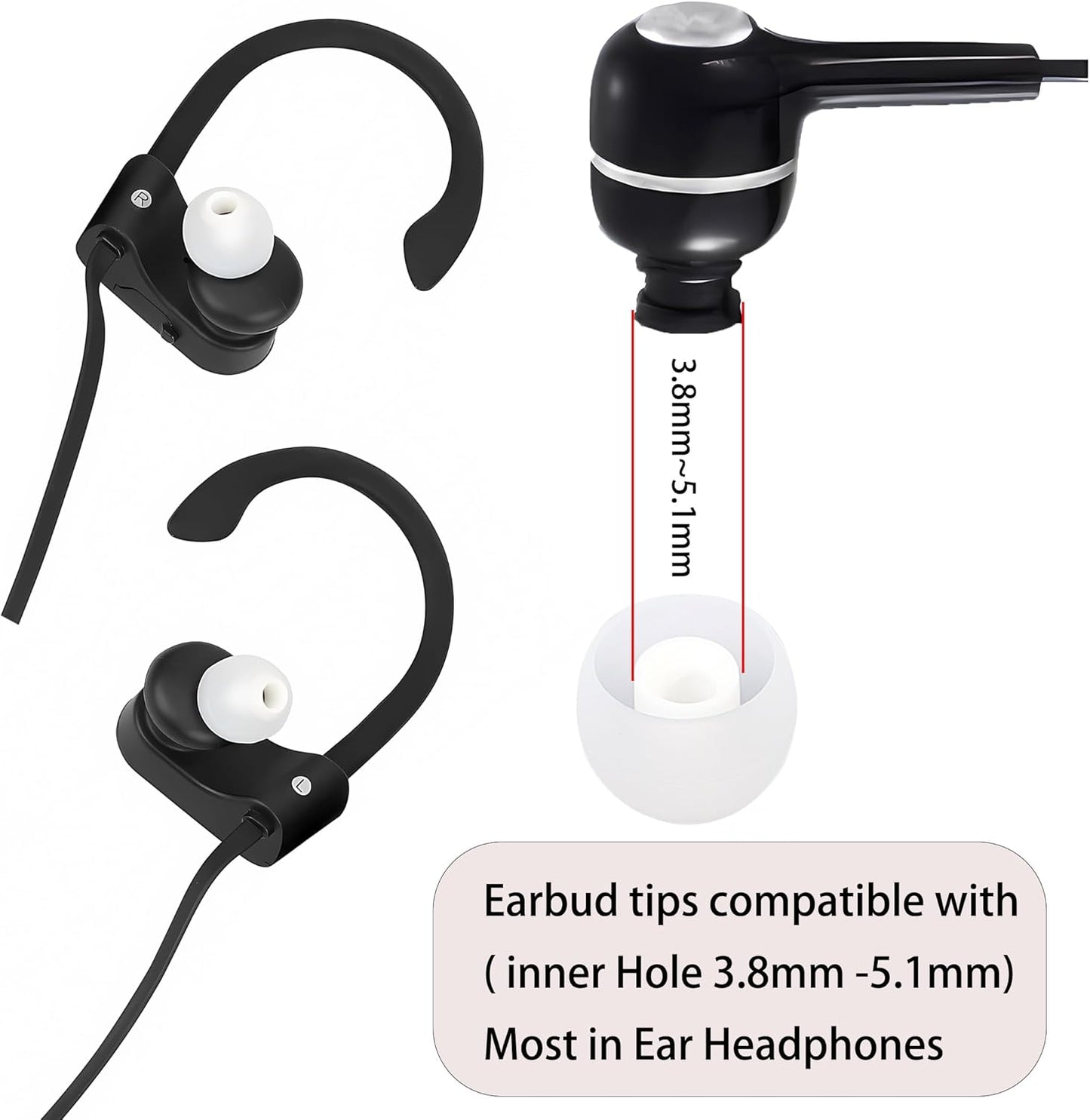 Earbud Replacement Tips - Silicone Ear Tips Fit Most - S M L, 9 Pairs