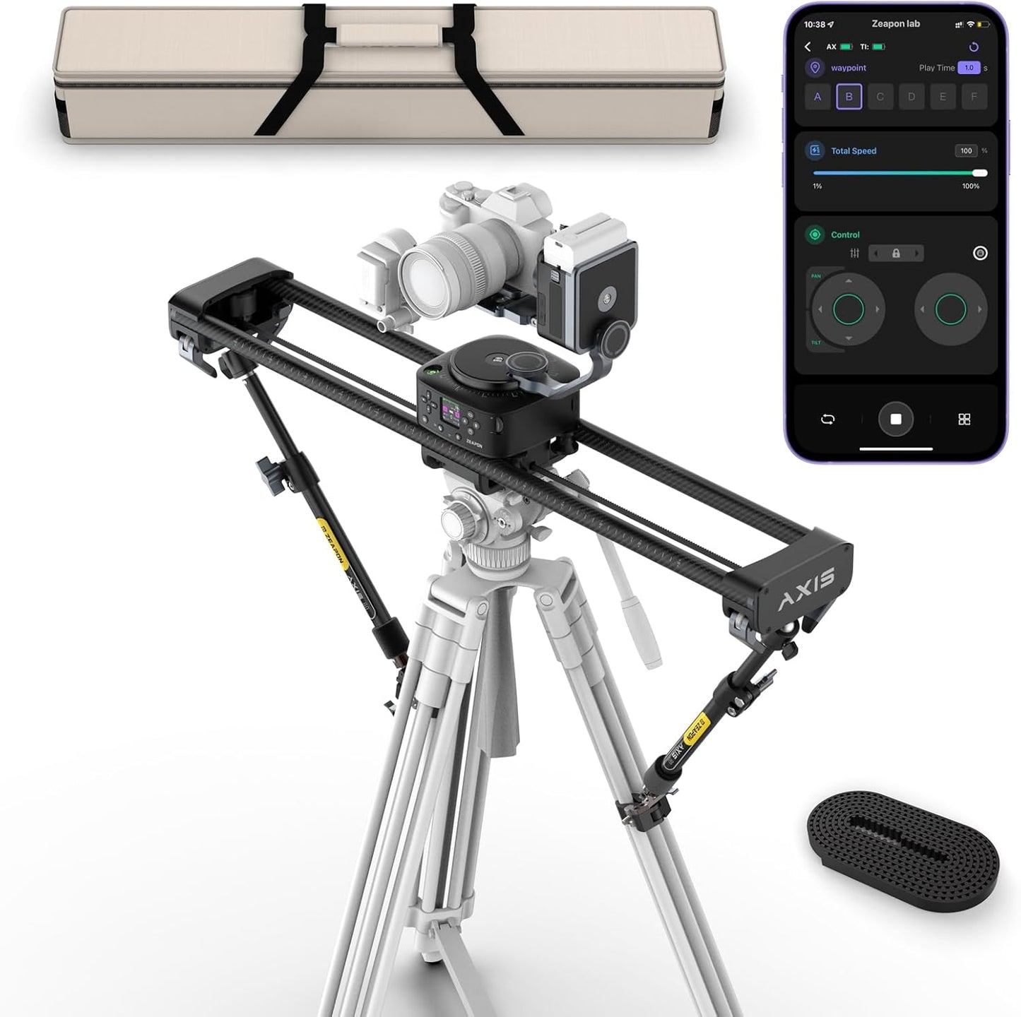 ZEAPON AXIS 80 Pro AXIS Multi-axis Motorized Camera Slider, 31''/ 80cm Professional DSLR Dolly Carbon Fiber Electric Track, Pan Heads for 360° Panoramic Time-Lapse Follow Focus Photography