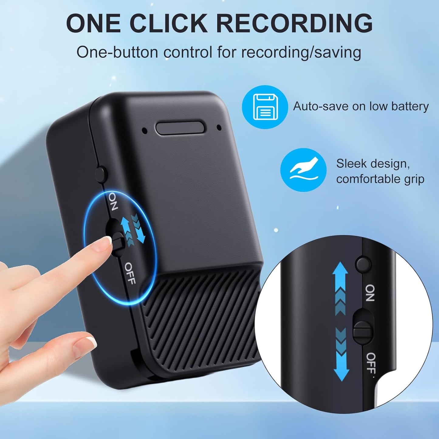 Mini Voice Recorder,64GB Magnetic Voice Activated Recorder with AI Noise Cancellation,72H Battery Life, USB-C Portable Recording Device for Car,Lectures,Meetings,Interviews (2025 Upgrade)