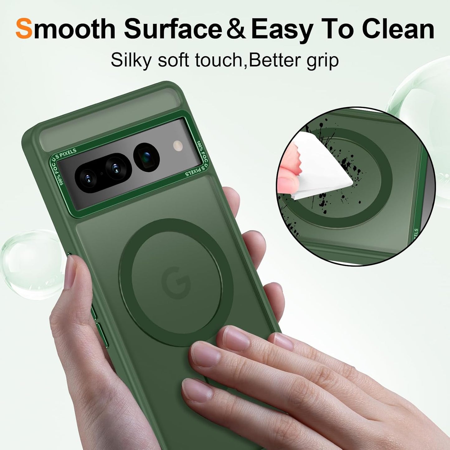Magnetic for Google Pixel 7 Pro Case, [Military Grade Drop Protection] [Compatible with MagSafe] Shockproof Slim Translucent Matte Anti-Slip for Women Girls Men Case, Forest Green