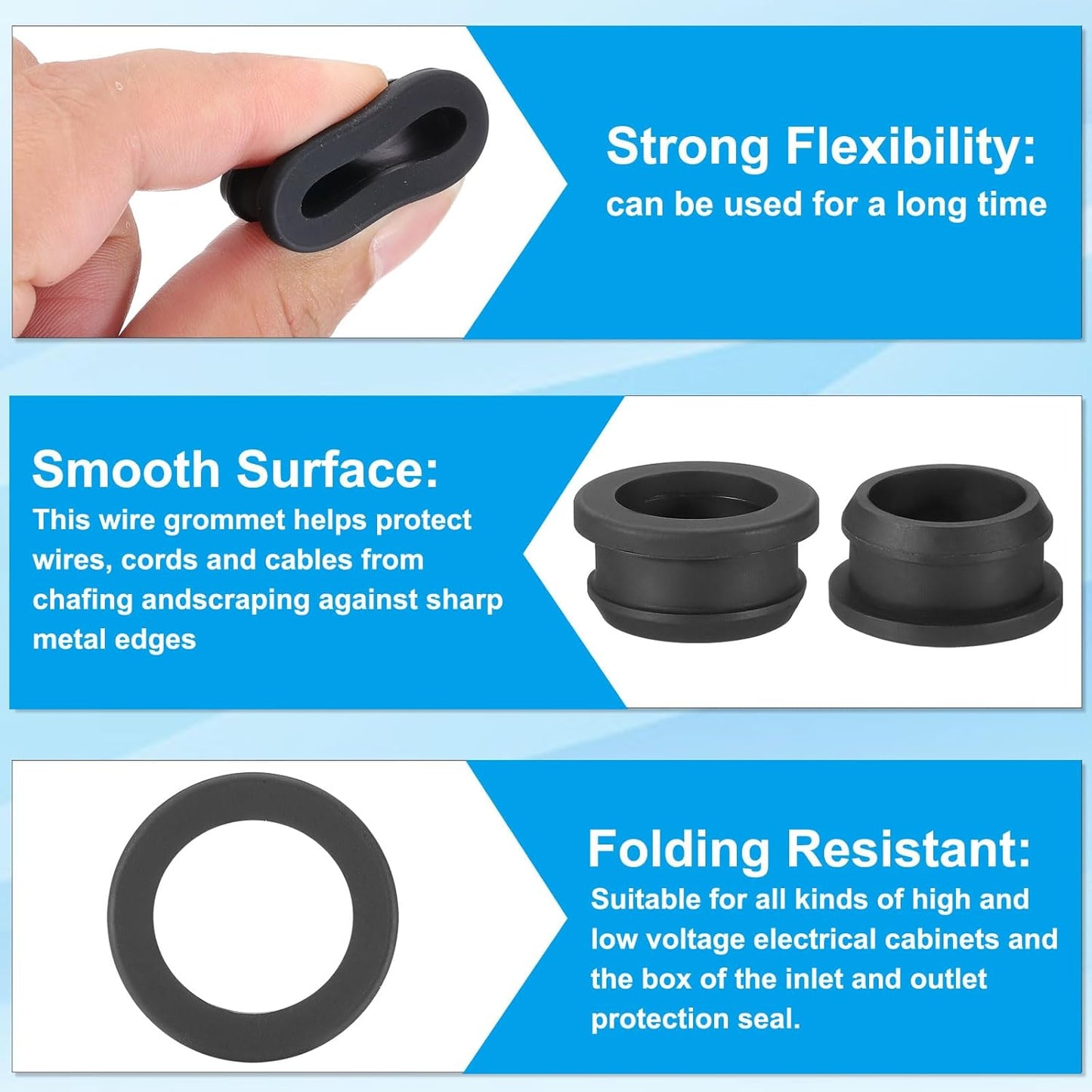 PATIKIL 23mm / 15/16 Inch Drill Hole,3/4 Inch ID Rubber Grommets, 3Pcs Top Hat Grommet for Wiring Eyelet Ring Gasket Automotive Firewall Cable Hole Plugs Wires Protection, Black
