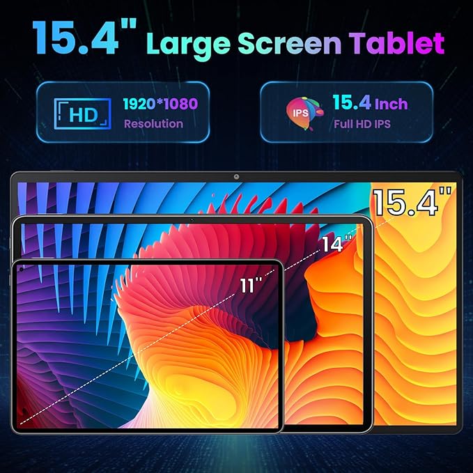 jumper 15.4 inch Tablet, Android 15 Tablet with Helio G99 Octa-Core Processor(Beat Unisoc T618), 2 in 1 Tablets with Keyboard Stand Case, 8GB RAM 256GB ROM, 10000mAh, BT5.2, 4 Speakers, 2.4G/5G WiFi