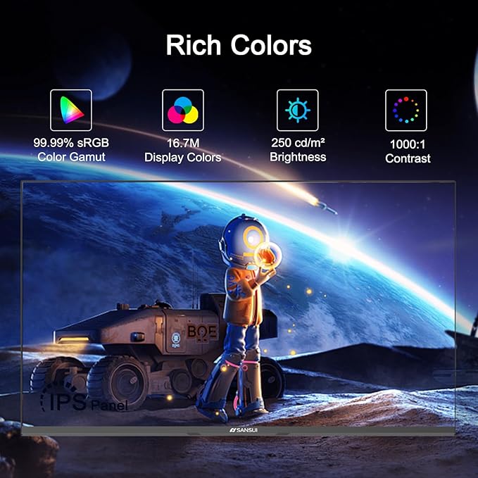 SANSUI Monitor 24 inch 100Hz IPS 1080P Computer Monitor HDMI VGA HDR Tilt Adjustable/VESA Compatible, for Game and Office (ES-24X3AL HDMI Cable Included)