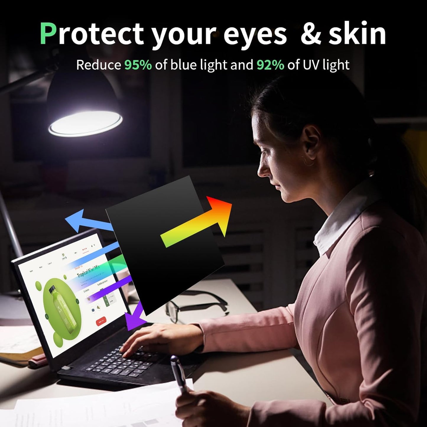 Laptop Privacy Screen 13.3 Inch, Laptop Screen Privacy Shield 16:9 Aspect Ratio Anti-Glare Blue Light Computer Monitor Protector,Removable 13in Filter for Lenovo HP Acer Asus Thinkpad Envy Xps